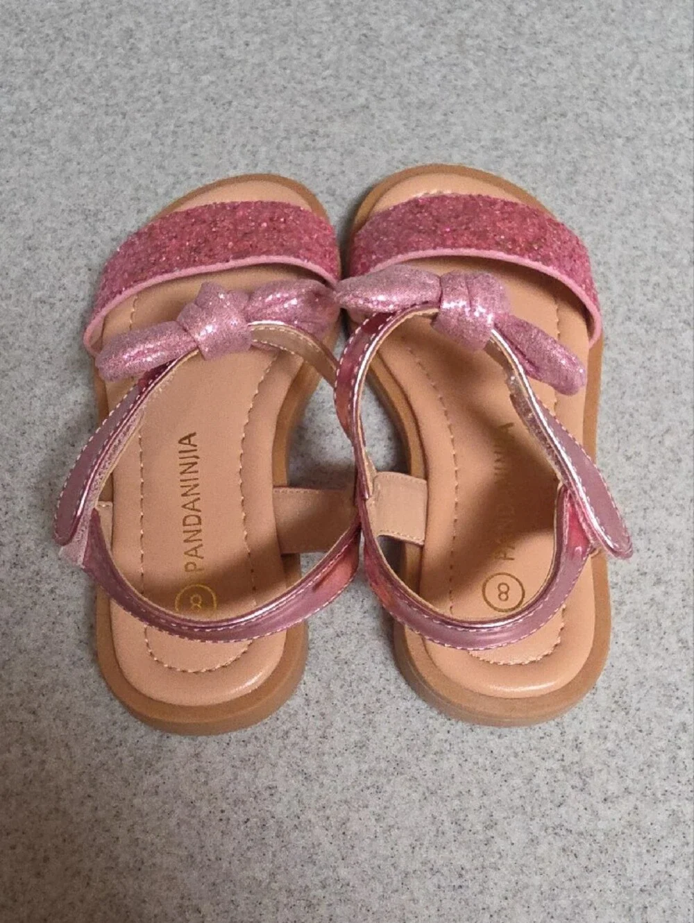 Girls Sparkle Bow Pink Glitter Sandals